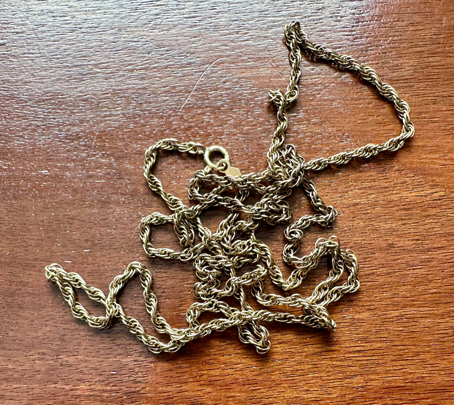 Vintage 1/20 12k Yellow Gold Filled Long Twist Chain Necklace