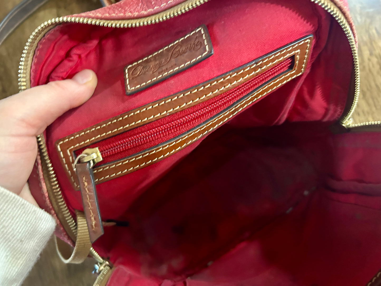 Ronnie Dooney & Bourke Small Red Pebbled Leather Backpack Purse