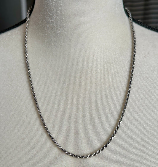 Sterling Silver 925 Heavy Twist Rope Chain Necklace 22" Long