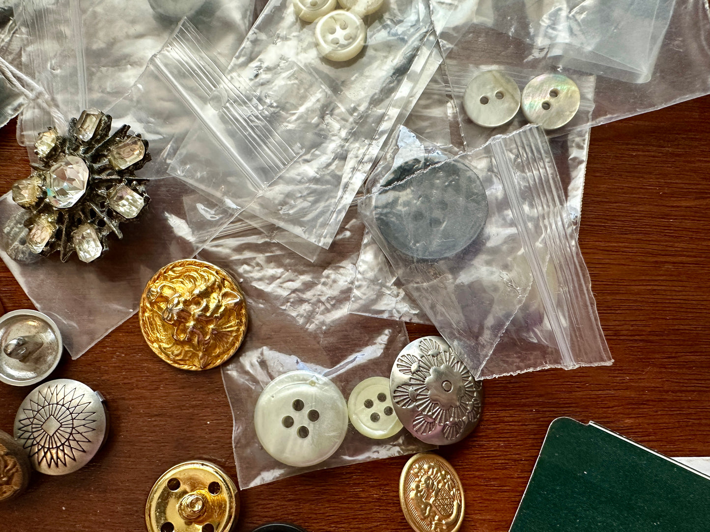 Vintage Button Lot Lion Nursing Miltary Gold Cabochon Enamel Earrings Covers