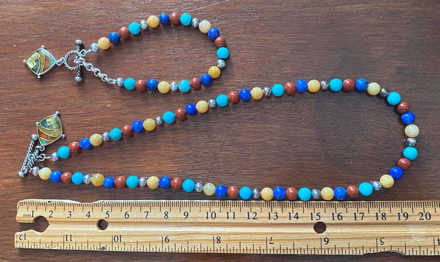 Carolyn Pollack Bead Necklace Bracelet Set Lapis Turquoise Jasper