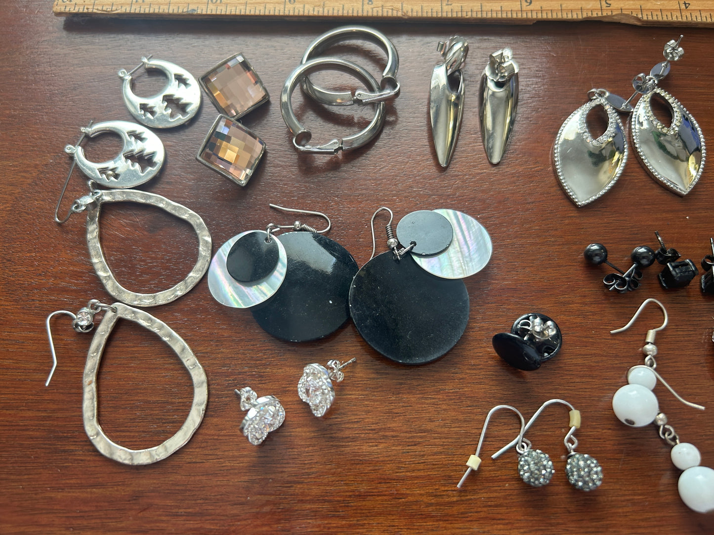 Vintage to Now Pierced Earring Earrings Lot Black Silver Tone Doorknocker