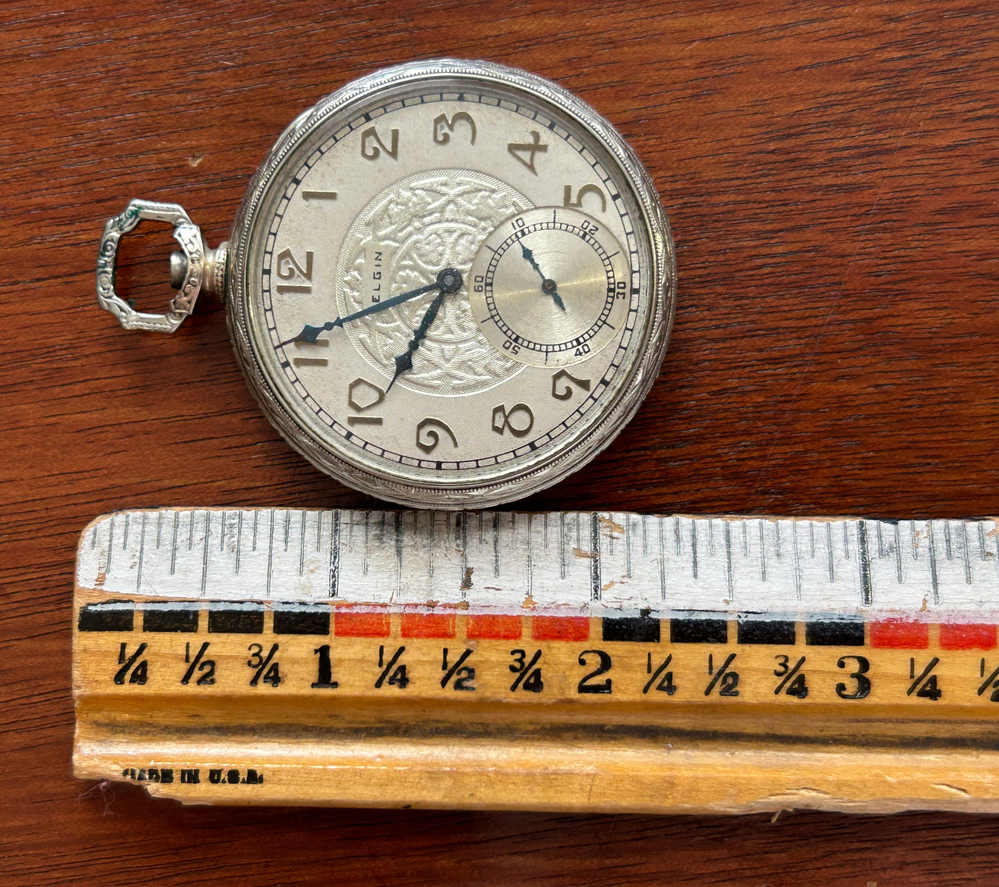 14k White Gold Filled Elgin Pocket Watch Damaged