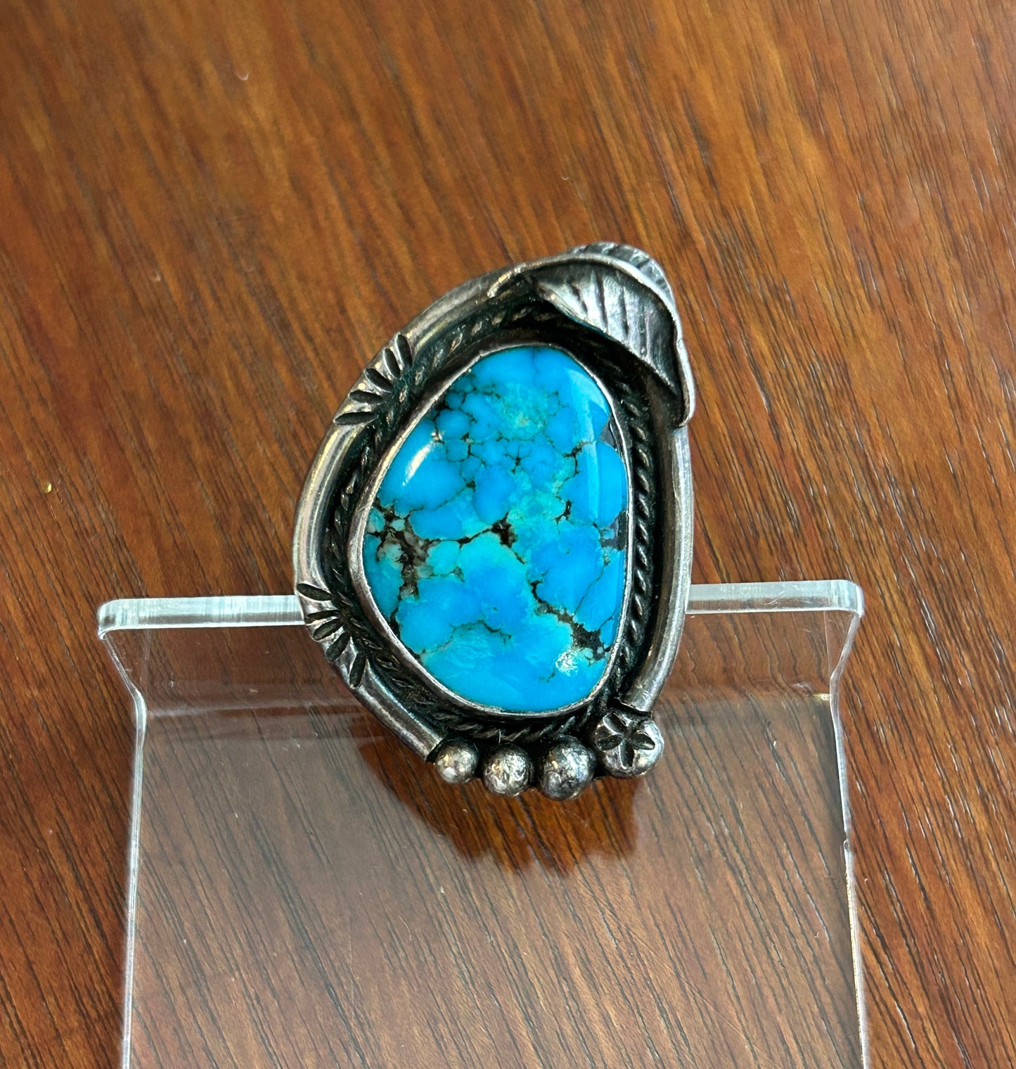 Vintage Old Pawn Sterling Silver 925 Turquoise Ring Sz 8