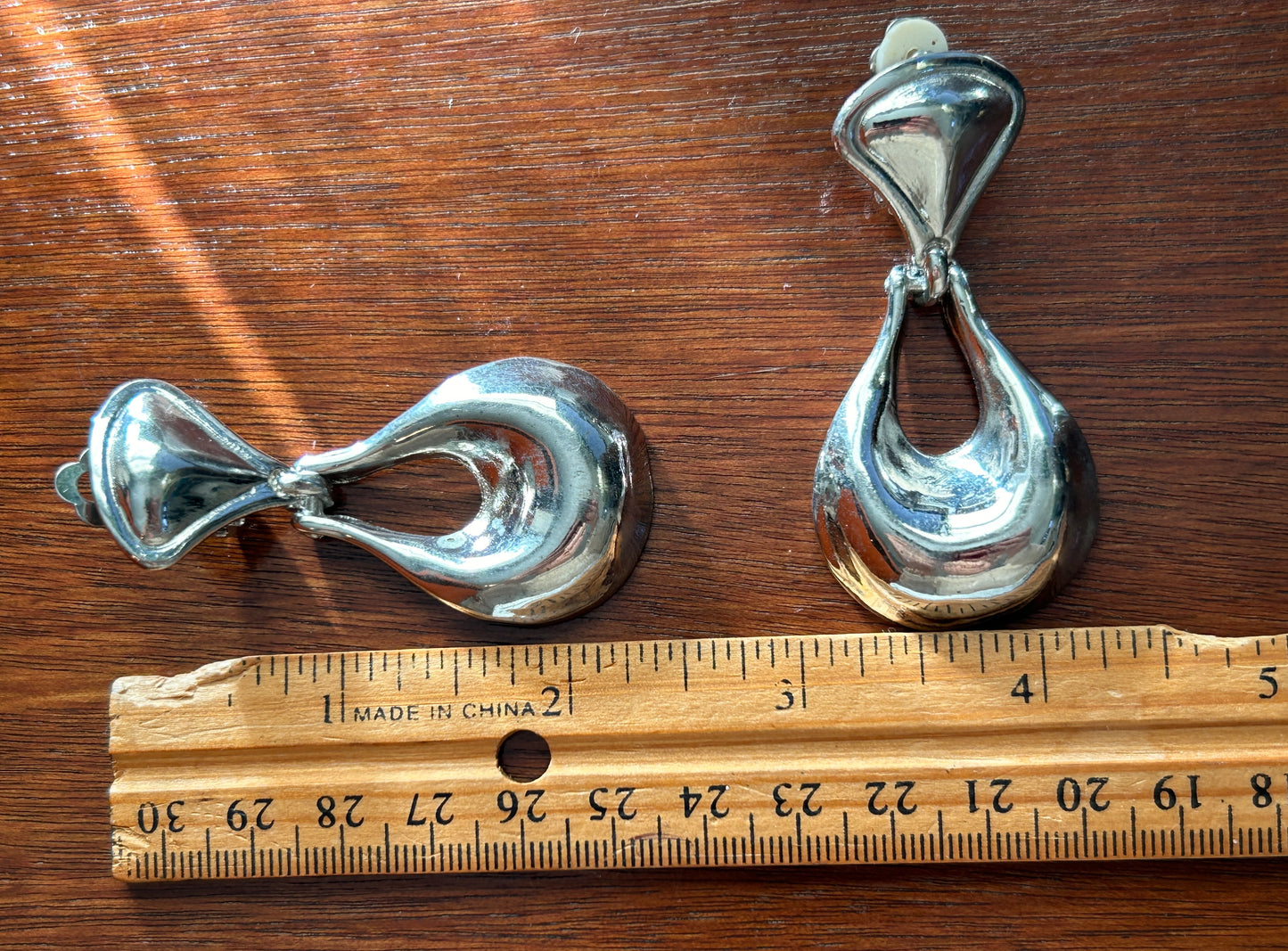 Vintage Silver Tone Chunky Door Knocker Earrings