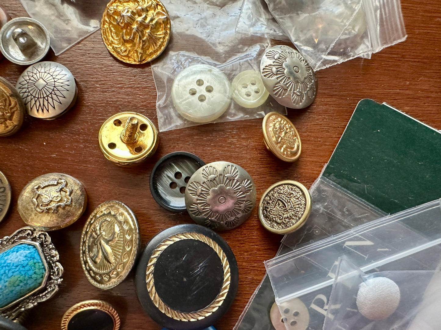 Vintage Button Lot Lion Nursing Miltary Gold Cabochon Enamel Earrings Covers