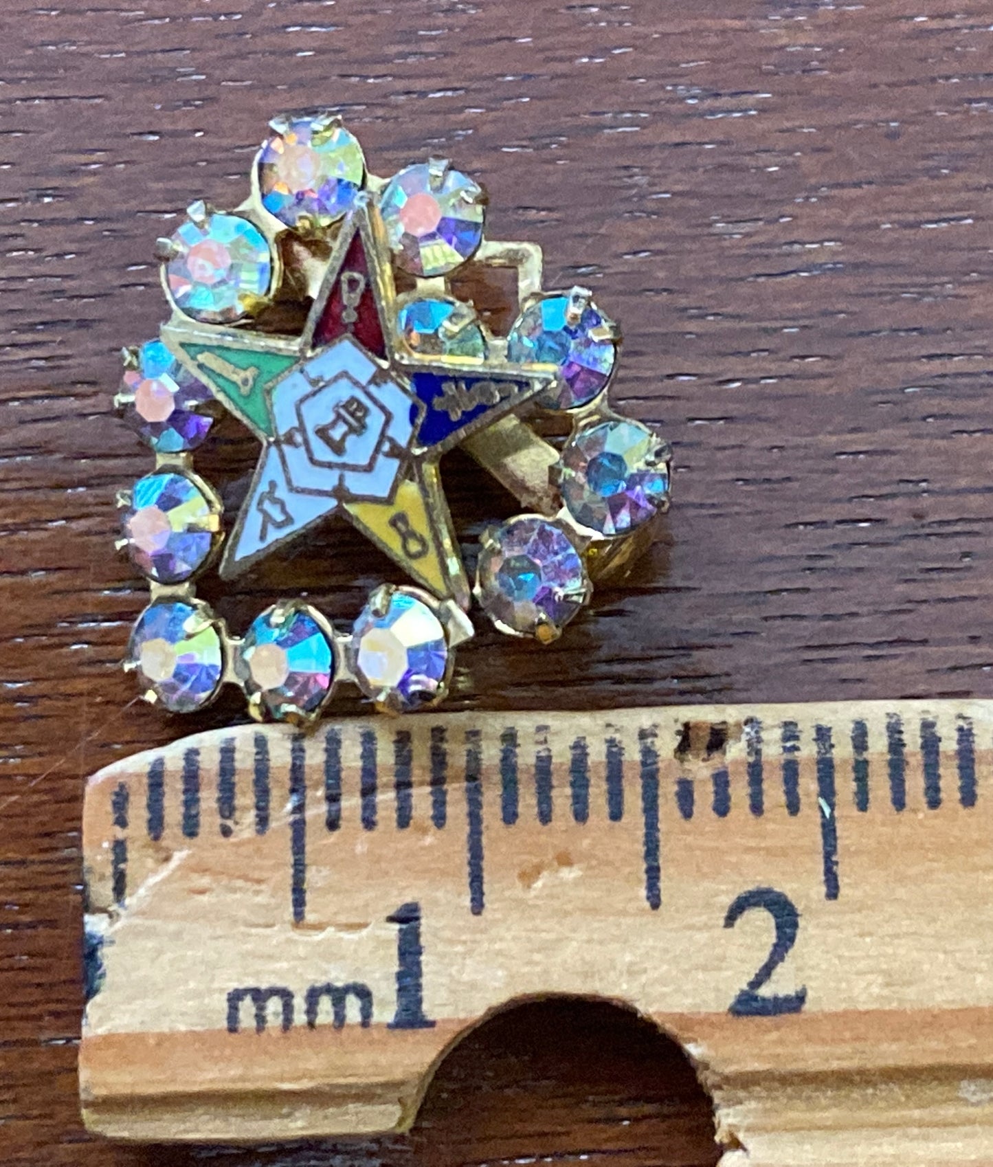 Vintage AB Aurora Borealis Enamel Star Pin Pinback Brooch