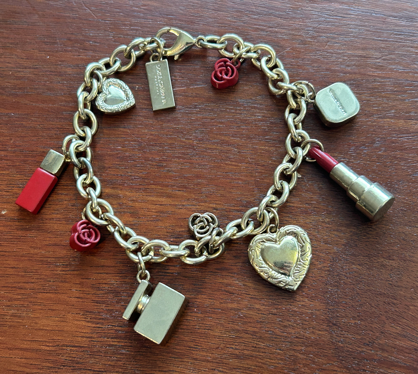 Dolce & Gabbana Golden Anklet Bracelet Trinket Lipstick Perfume Purse