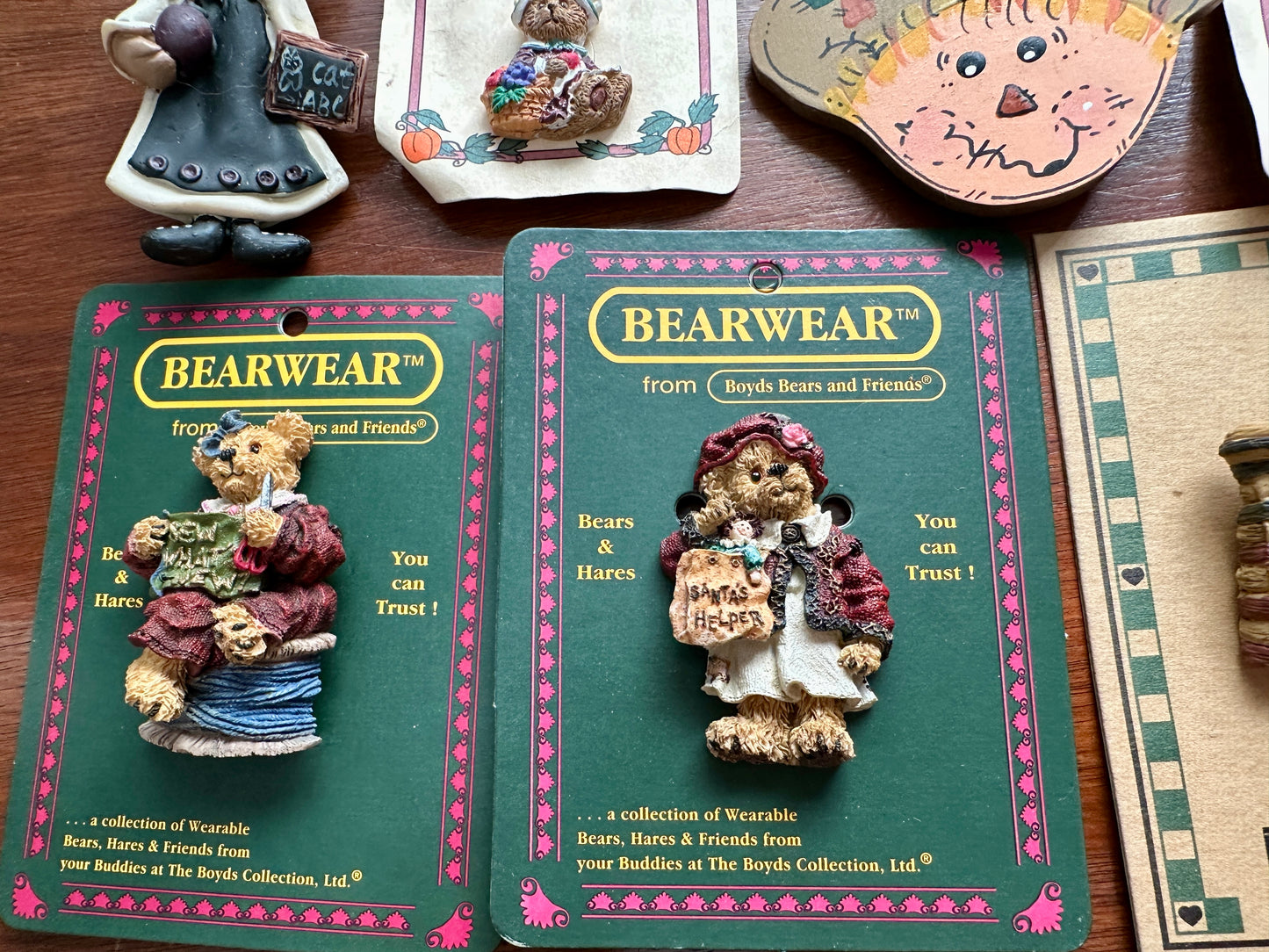 Brooch Pin Lot Boyds Bear Teddy Wood Resin Cute