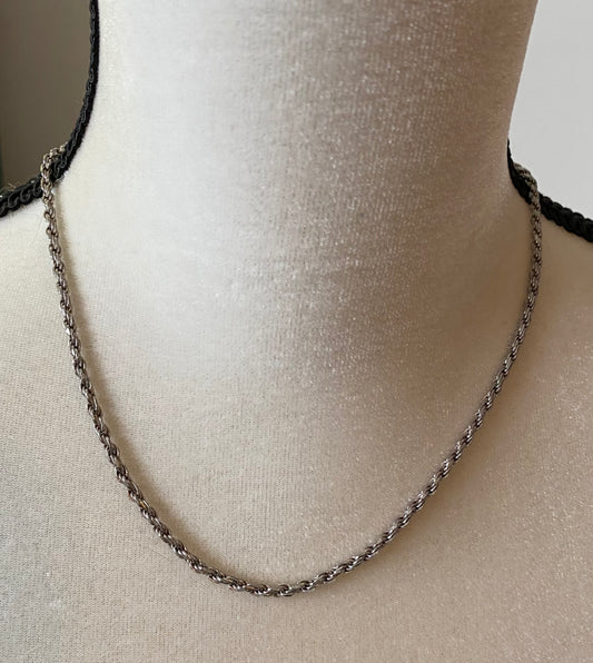 Sterling Silver 925 Twist Chain Link Necklace 18" Long x 2.5mm Wide