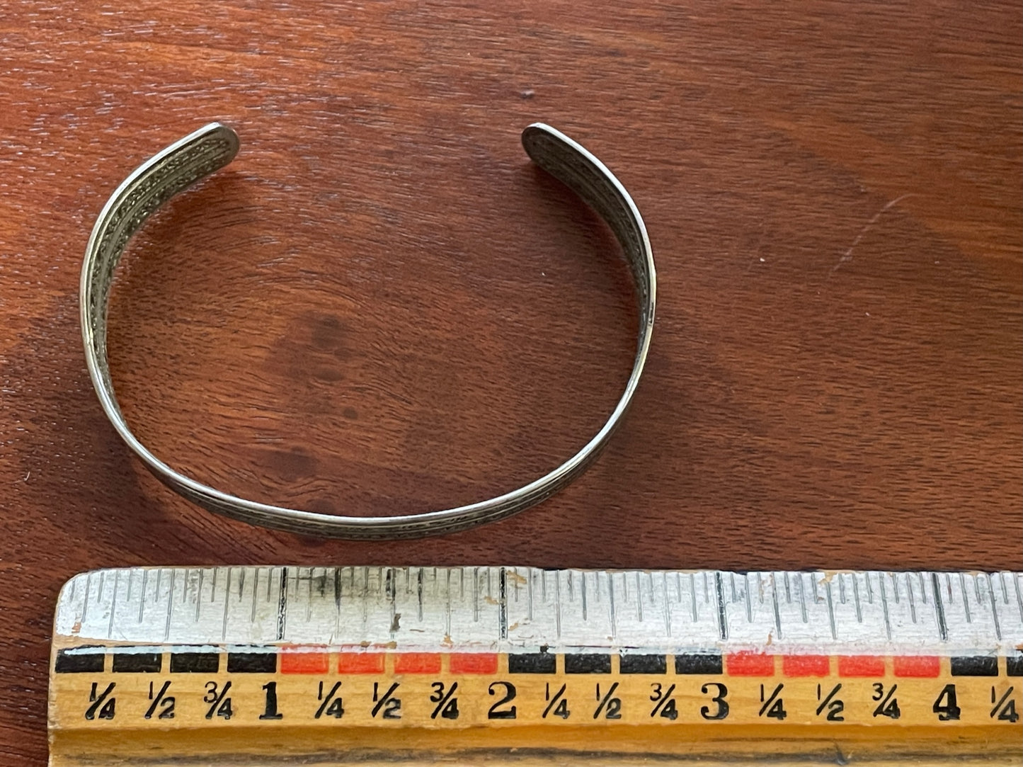 Vintage Wavy Silver Tone Cuff Bracelet