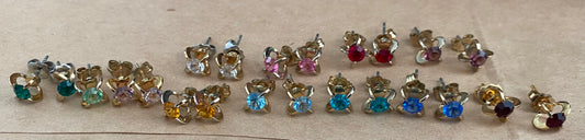 Vintage Sarah Coventry Gold Tone Rhinestone Stud Earrings Lot