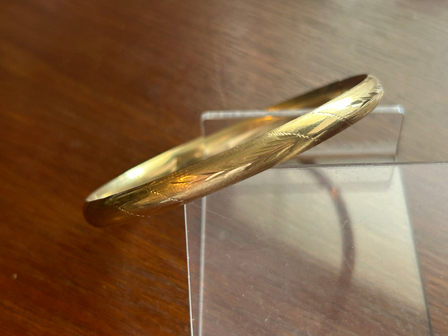 14k Yellow Gold Bangle Bracelet Wheat Design 8.6g