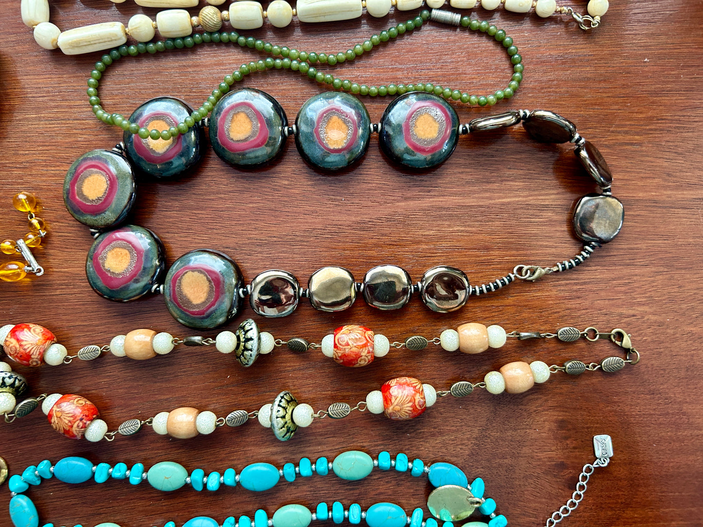 Vintage to Now Southwest Boho Jewelry Lot Faux Turquoise Pearl Beads Shell More