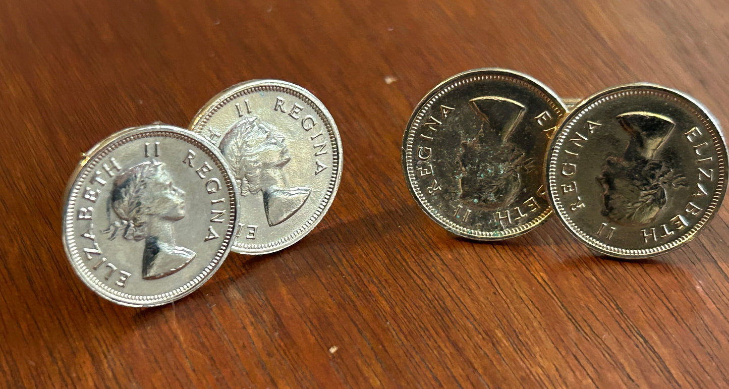 Vintage Gold Tone Canadian Coin Cuff Links 1959