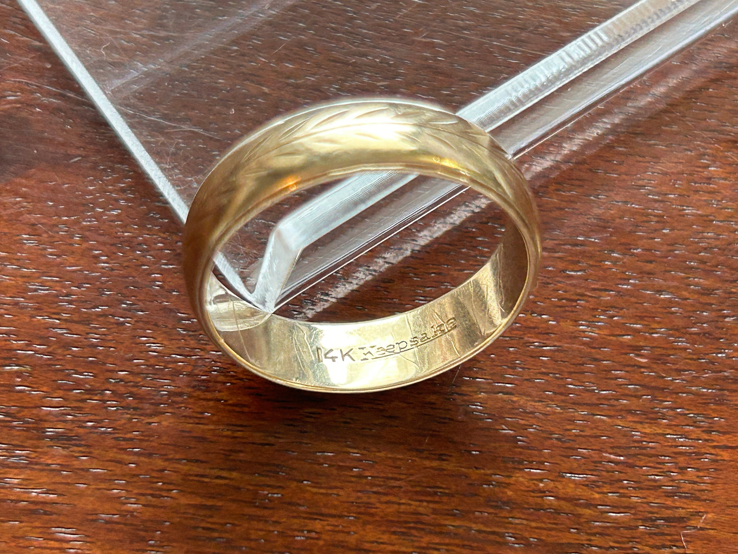 Vintage Wheat Design Mens 14k Yellow Gold Wedding Band Ring Sz 10 Keepsake