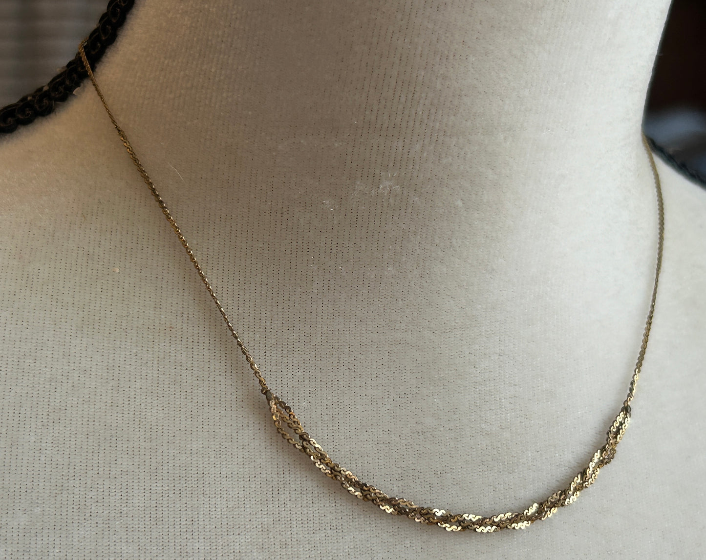 Vintage CACO 14k Yellow Gold Filled Twist Chain Braided Collar Necklace