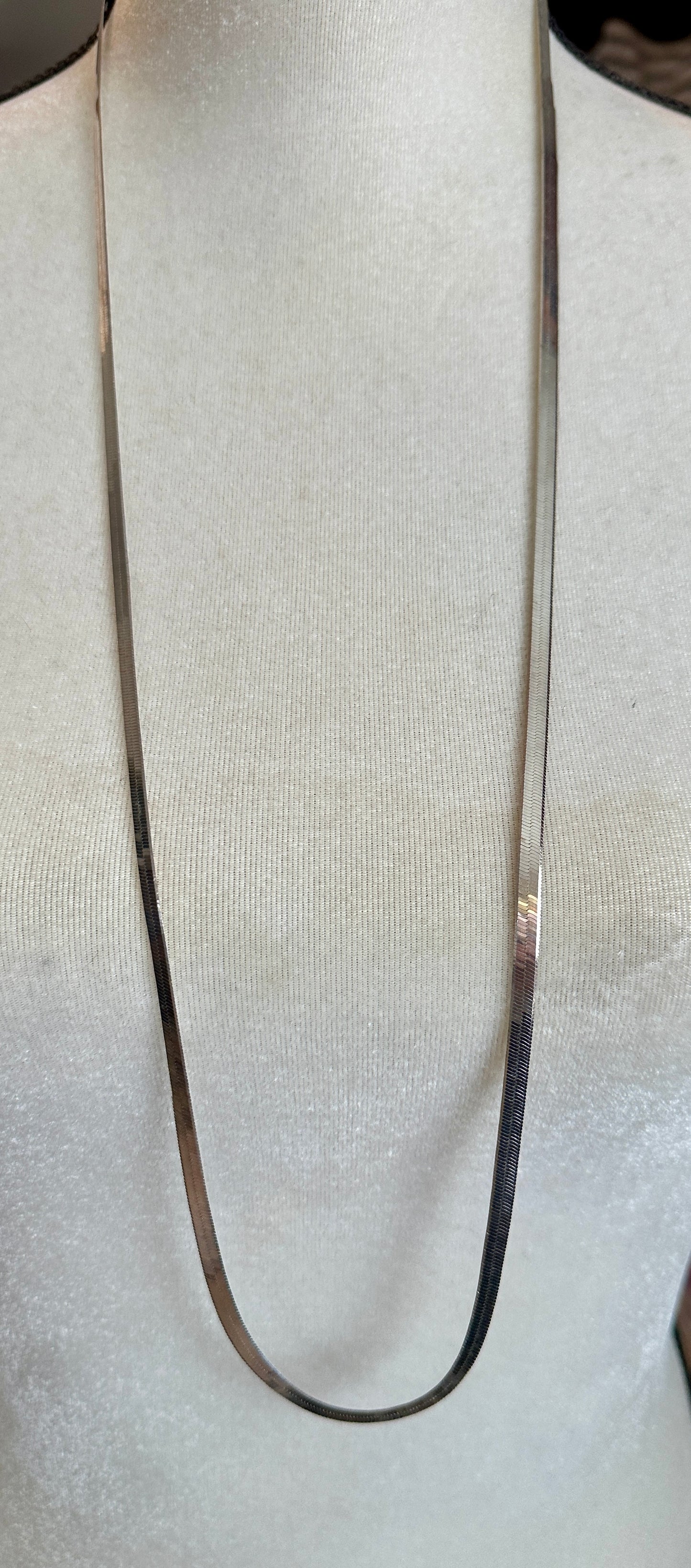 Vintage Milor Sterling Silver 925 Herringbone Flat Chain Necklace 36" x 5mm