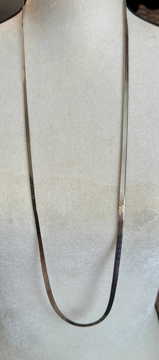 Vintage Milor Sterling Silver 925 Herringbone Flat Chain Necklace 36" x 5mm