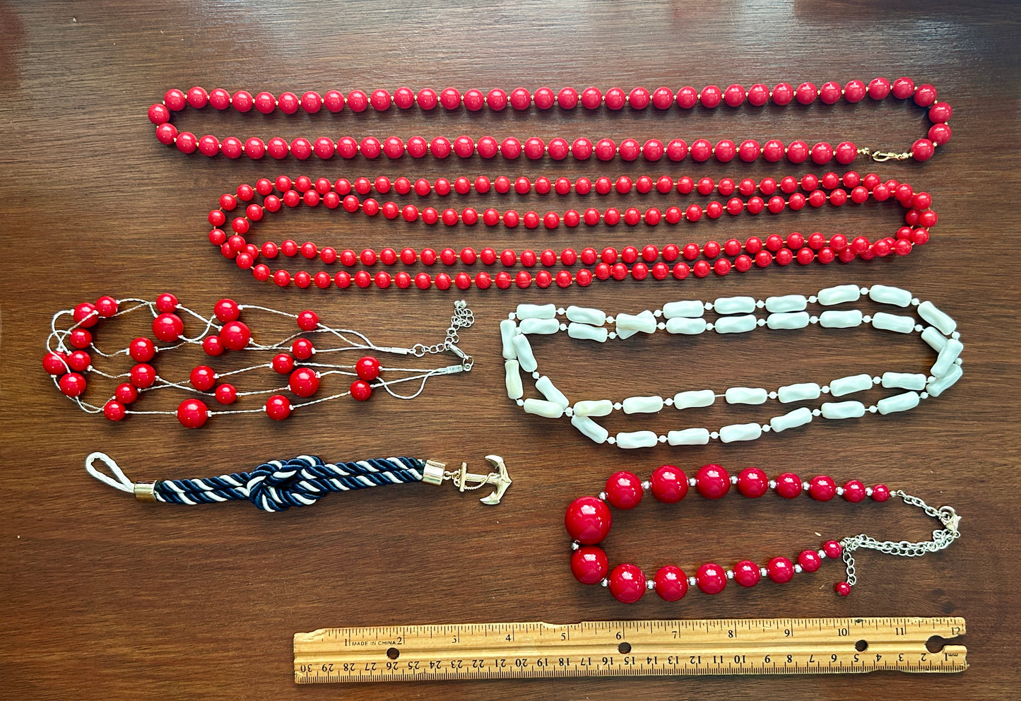 Vintage to Now Nautical Summer Theme Jewelry Lot Red White Blue Necklaces & More