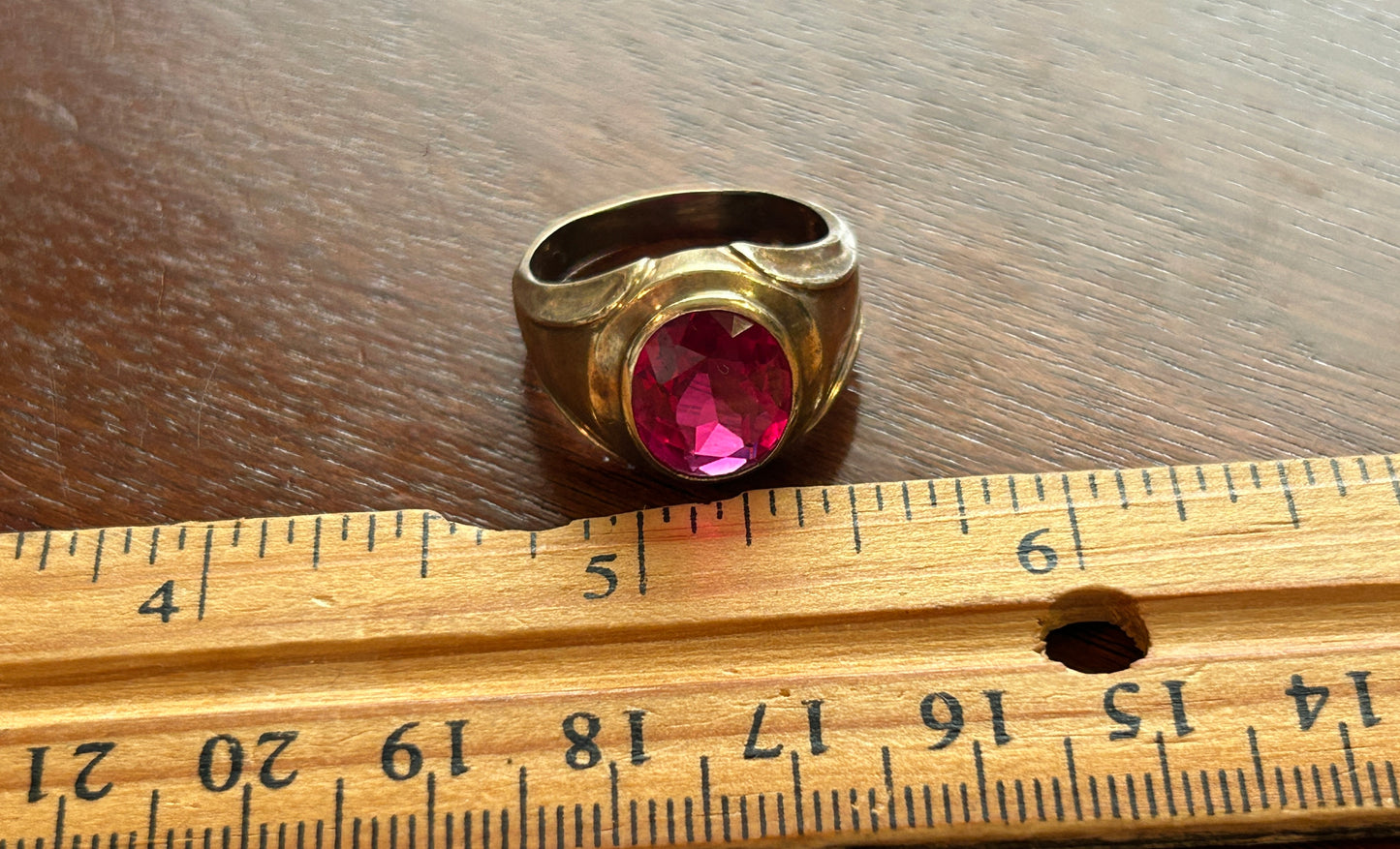 Vintage Men's Dason 10k Yellow Gold Simulated Ruby Signet Ring Sz 8