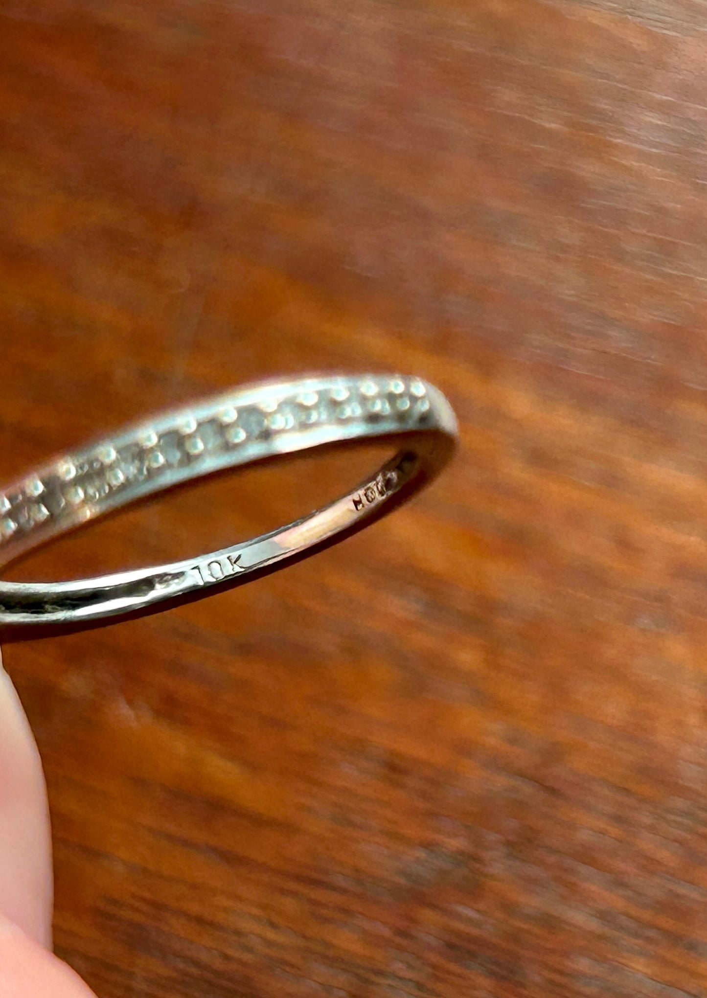 10k White Gold Diamond Wedding Band Ring Sz 3.75