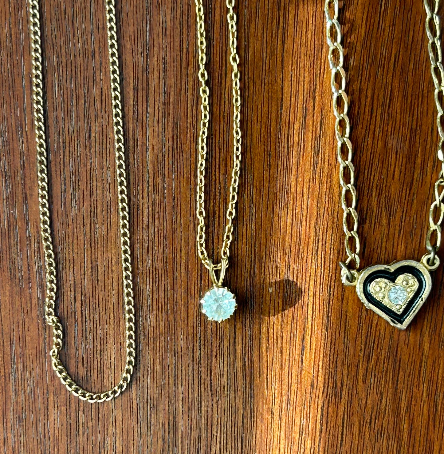 Lot of Vintage to Now Gold Tone Chain Pendadnt Necklaces Some Signed Heart Opal