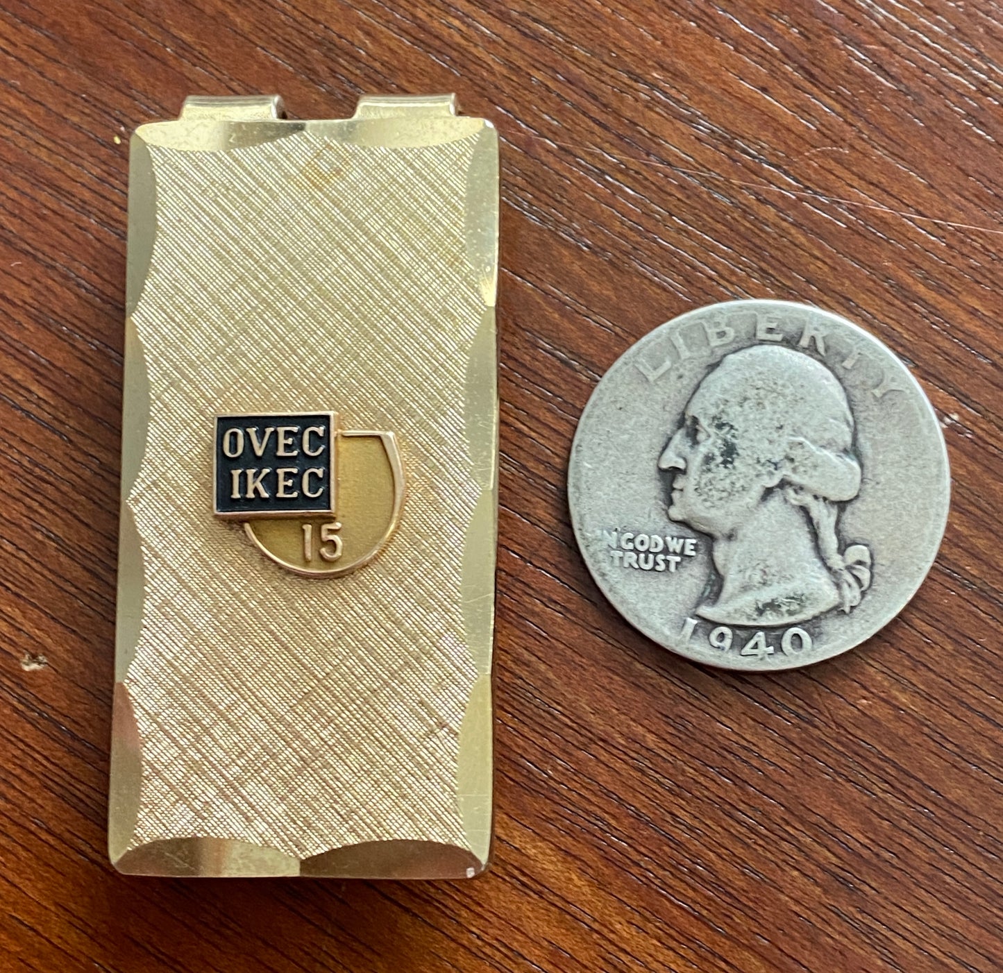 Vintage Over Ikec 15 Year Employee Money Clip 12k Gold Filled