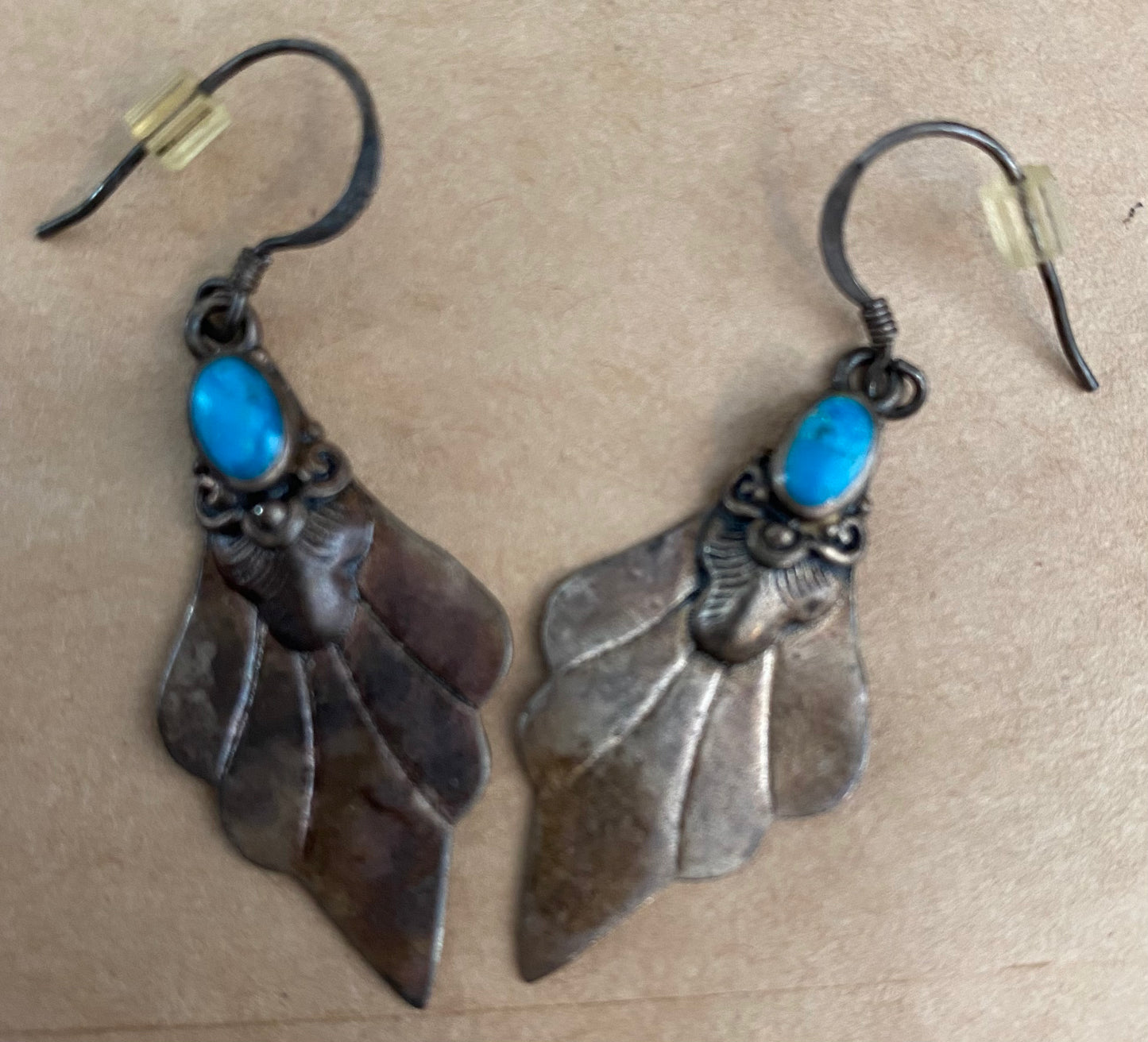 Sterling Silver 925 Turquoise Drop Dangly Pierced Earrings