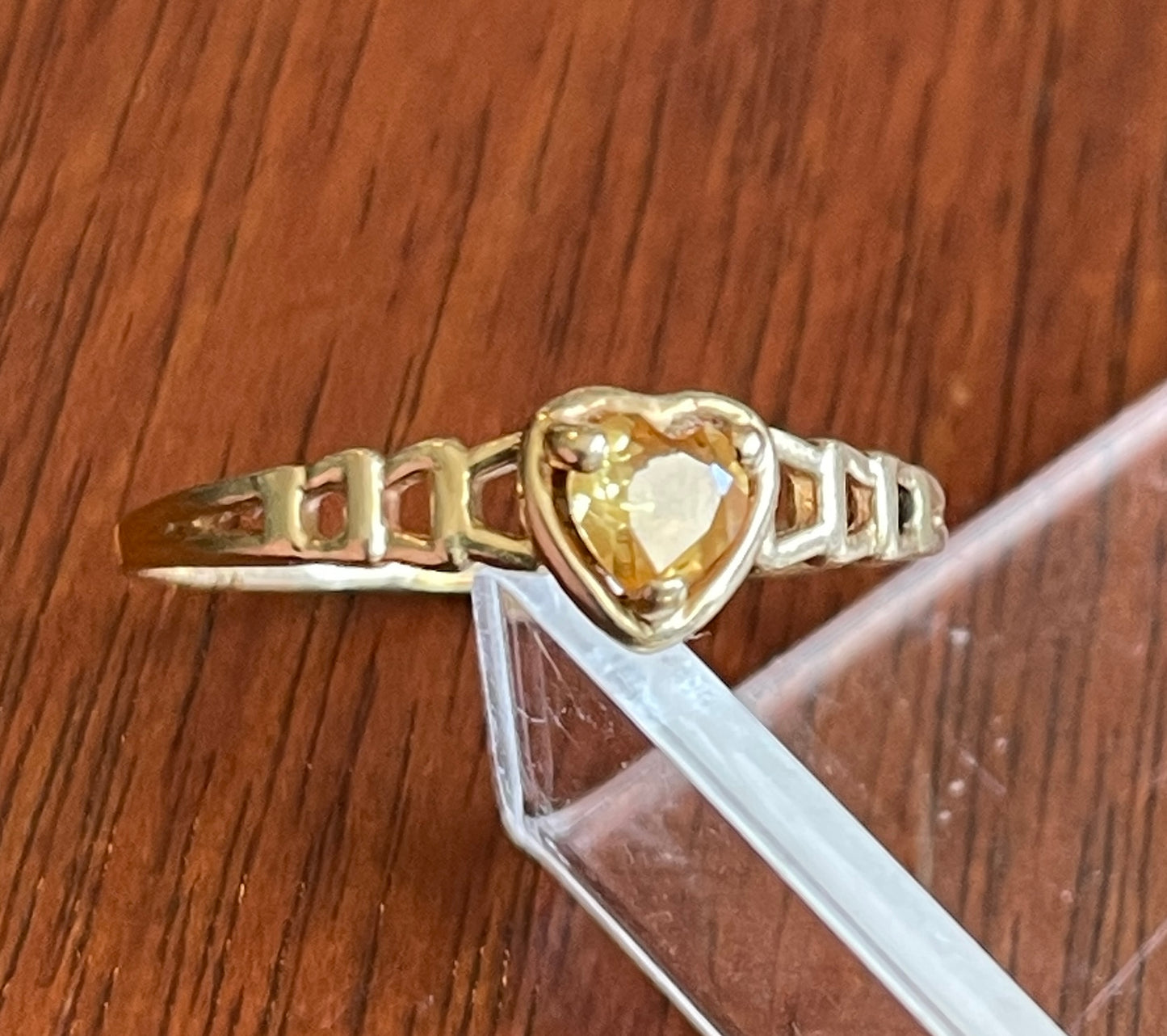 Vintage 10k Yellow Gold Citrine Heart Ring Sz 7.25