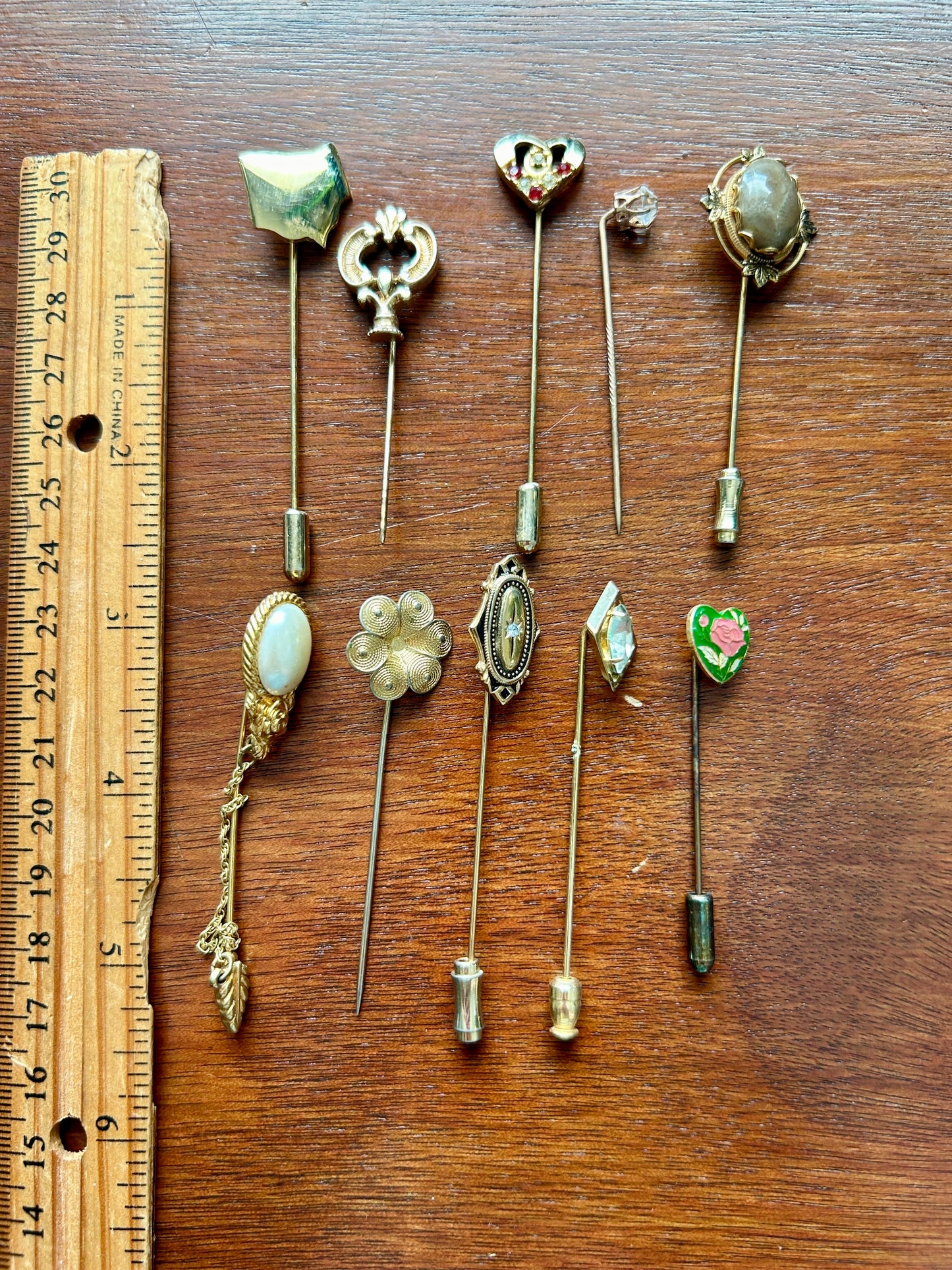 Vintage Lot of Hat Stick Pins Faux Pearl Rhinestone Avon Enamel Cabochon & More