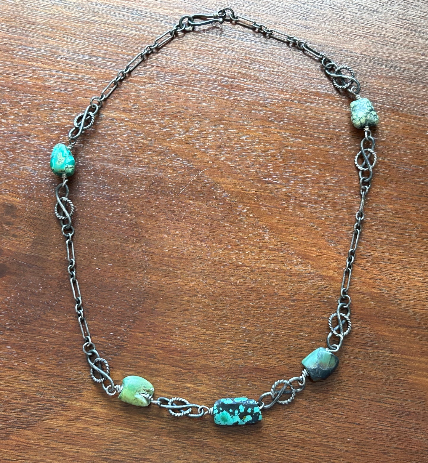 Sterling Silver 925 Turquoise Bead Chain Link Necklace