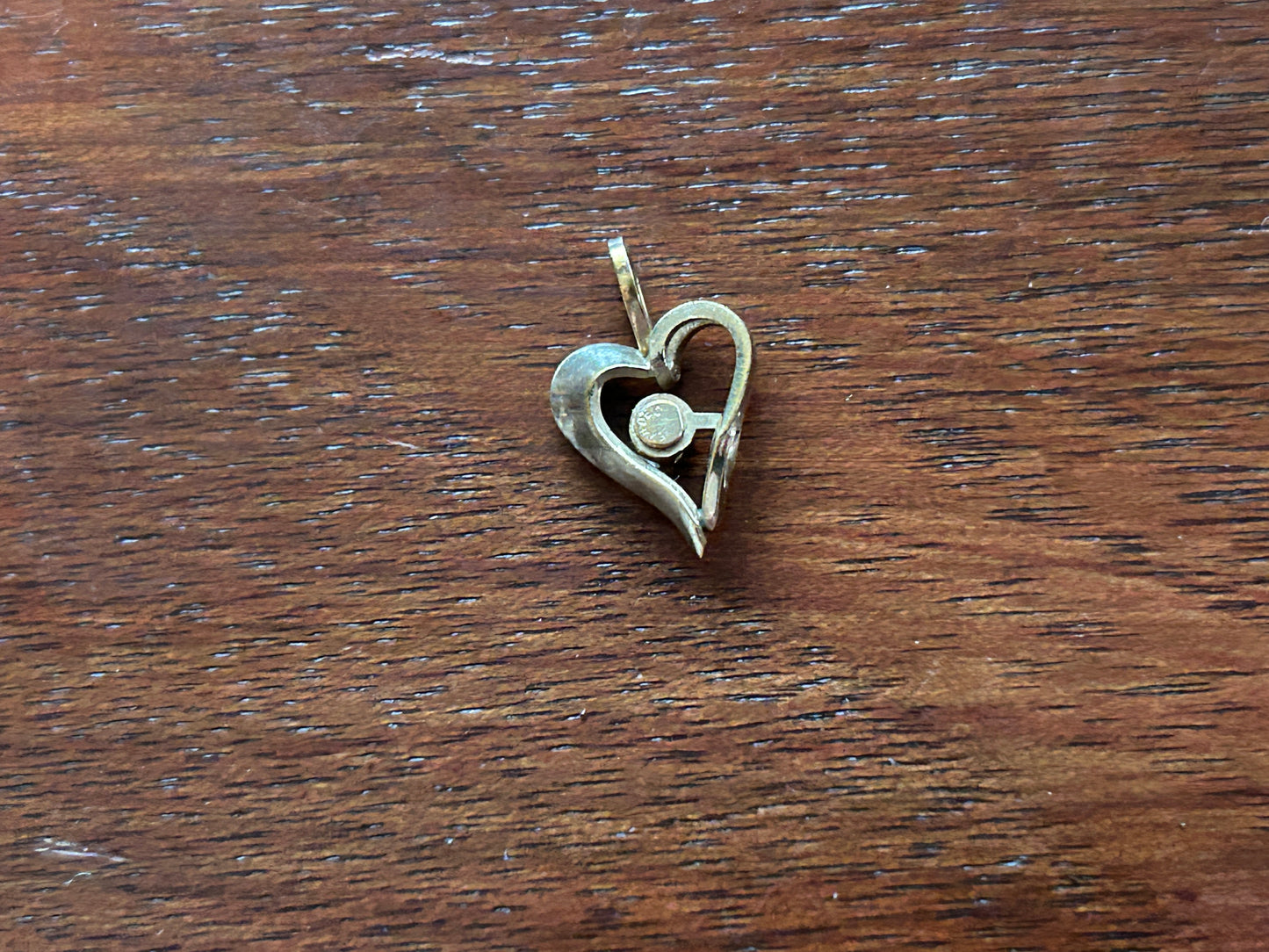 Vintage 14k Yellow Gold Filled Rhinestone Small Heart Charm Pendant