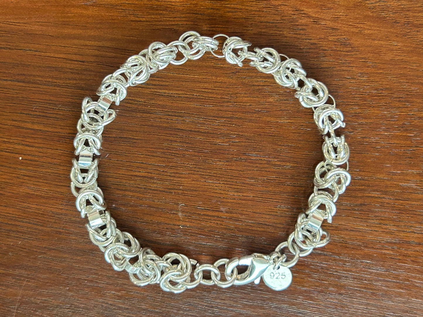 Silver Tone Byzantine Chain Length Bracelet 8" Long