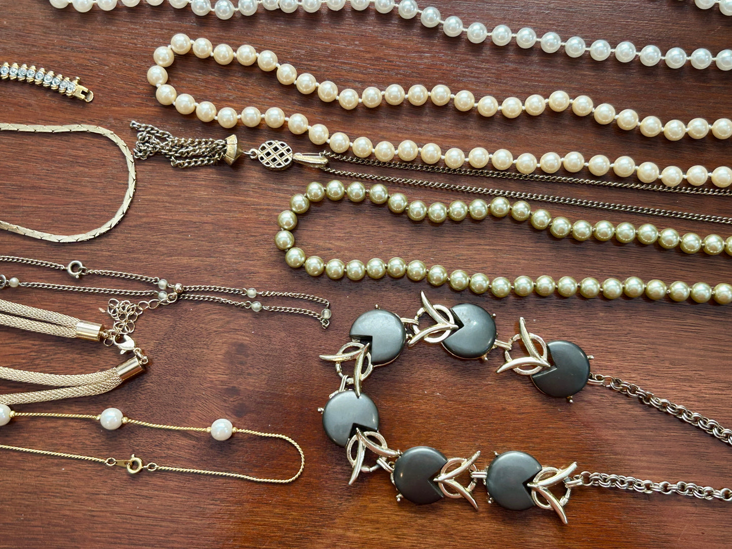 Vintage to Now Jewelry Lot Faux Pearls Gold Chain Necklaces Thermoset Earrings