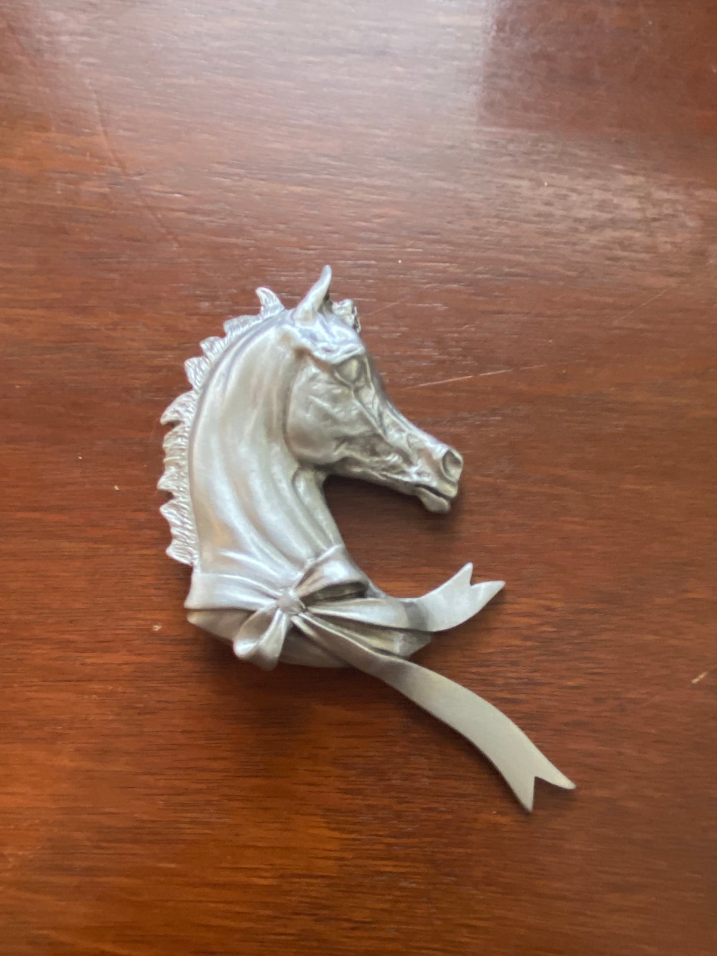 Horse Head Pewter Tone Ornament