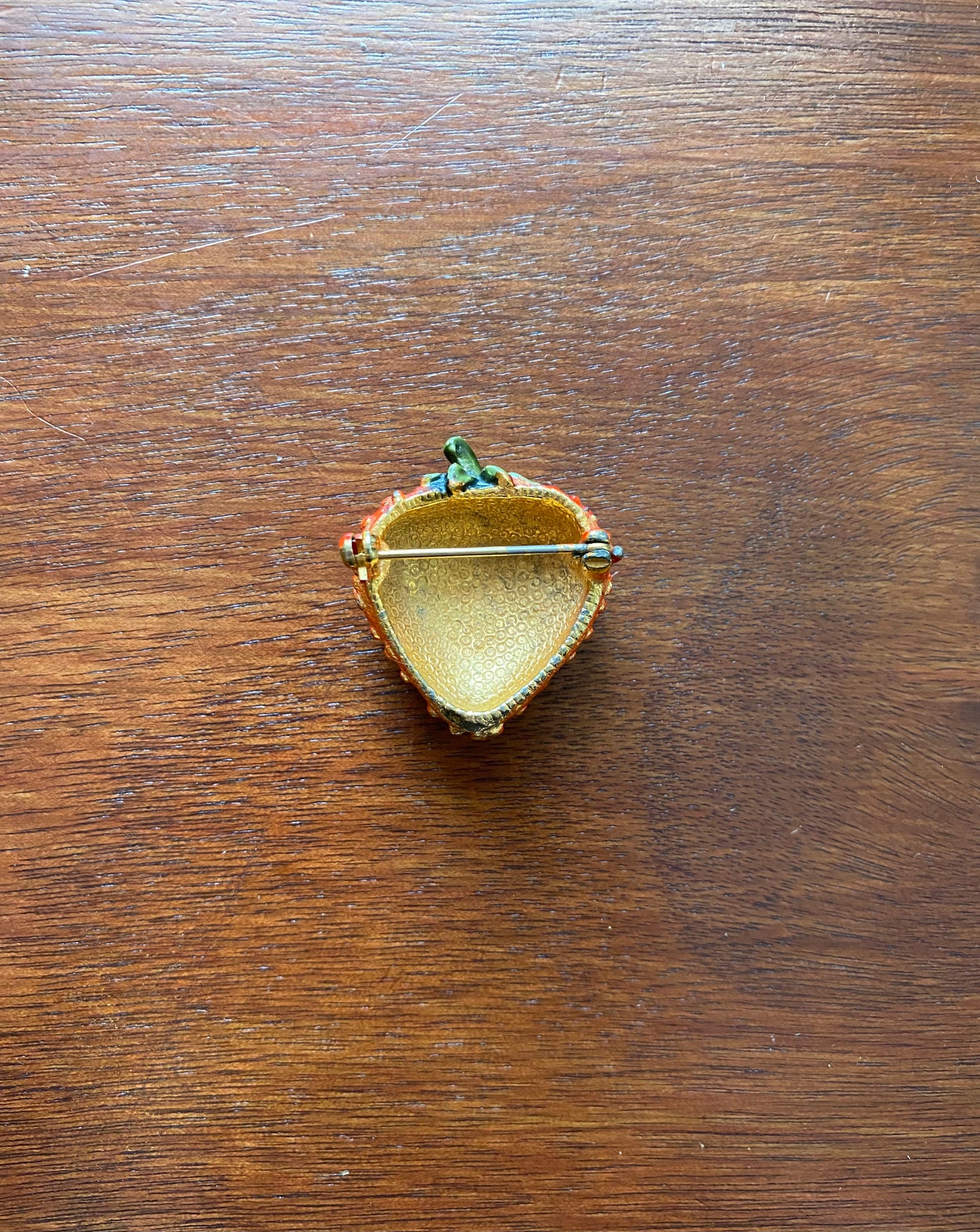 Vintage Red Enamel Strawberry Pin Brooch