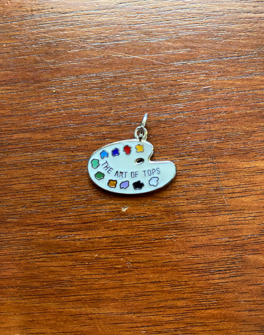 Vintage Enamel White Multi Color Art Palette Charm Pendant The Art of Tops