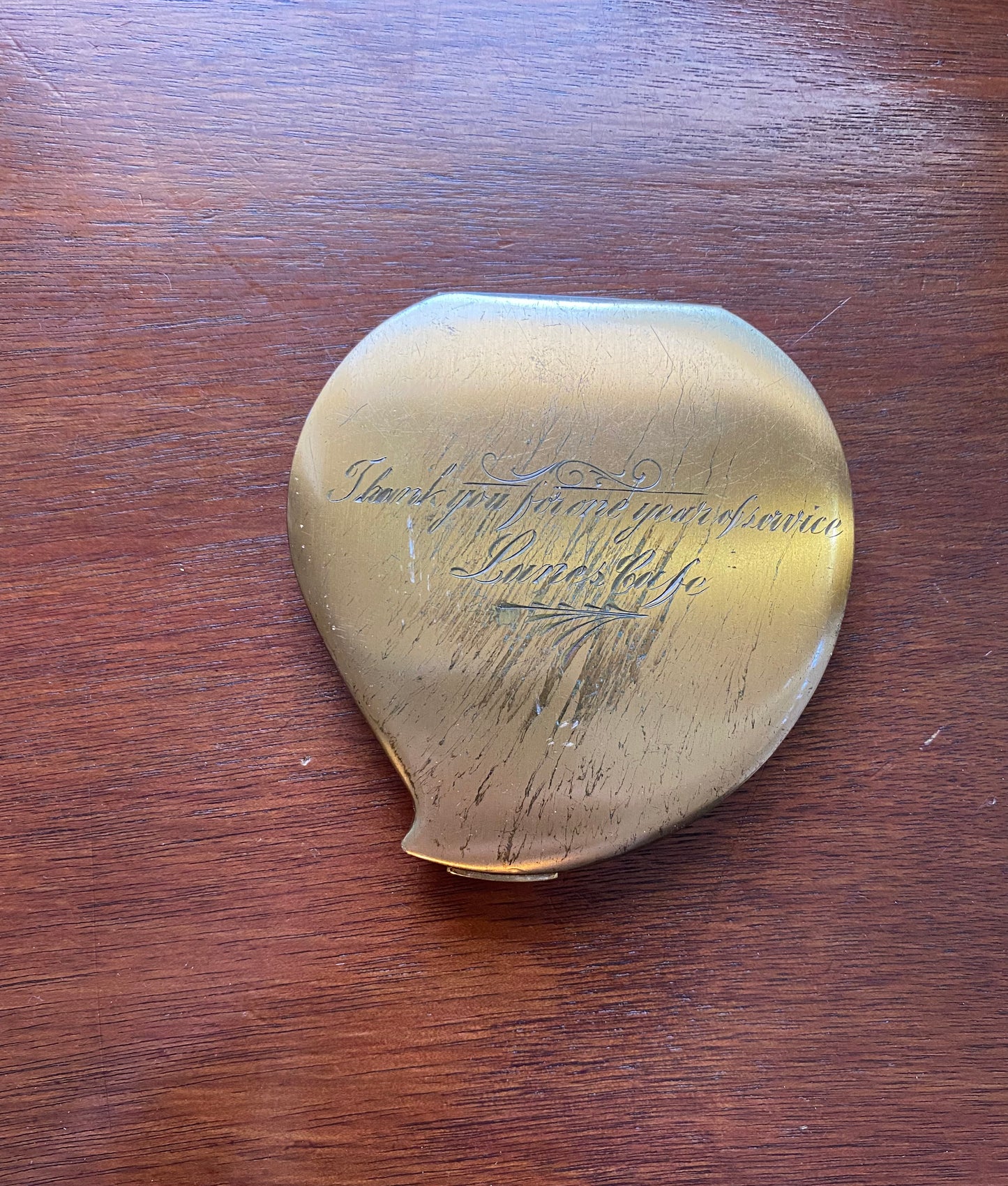 Vintage Gold Tone Elgin American Heart-Shaped Compact I Love You In Various Languages