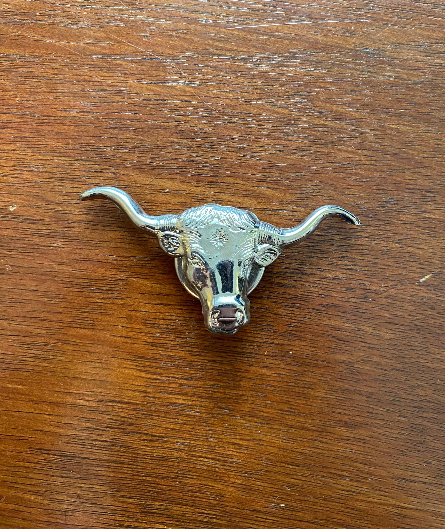 Silver Tone Texas Longhorn Cow Western Button Cover