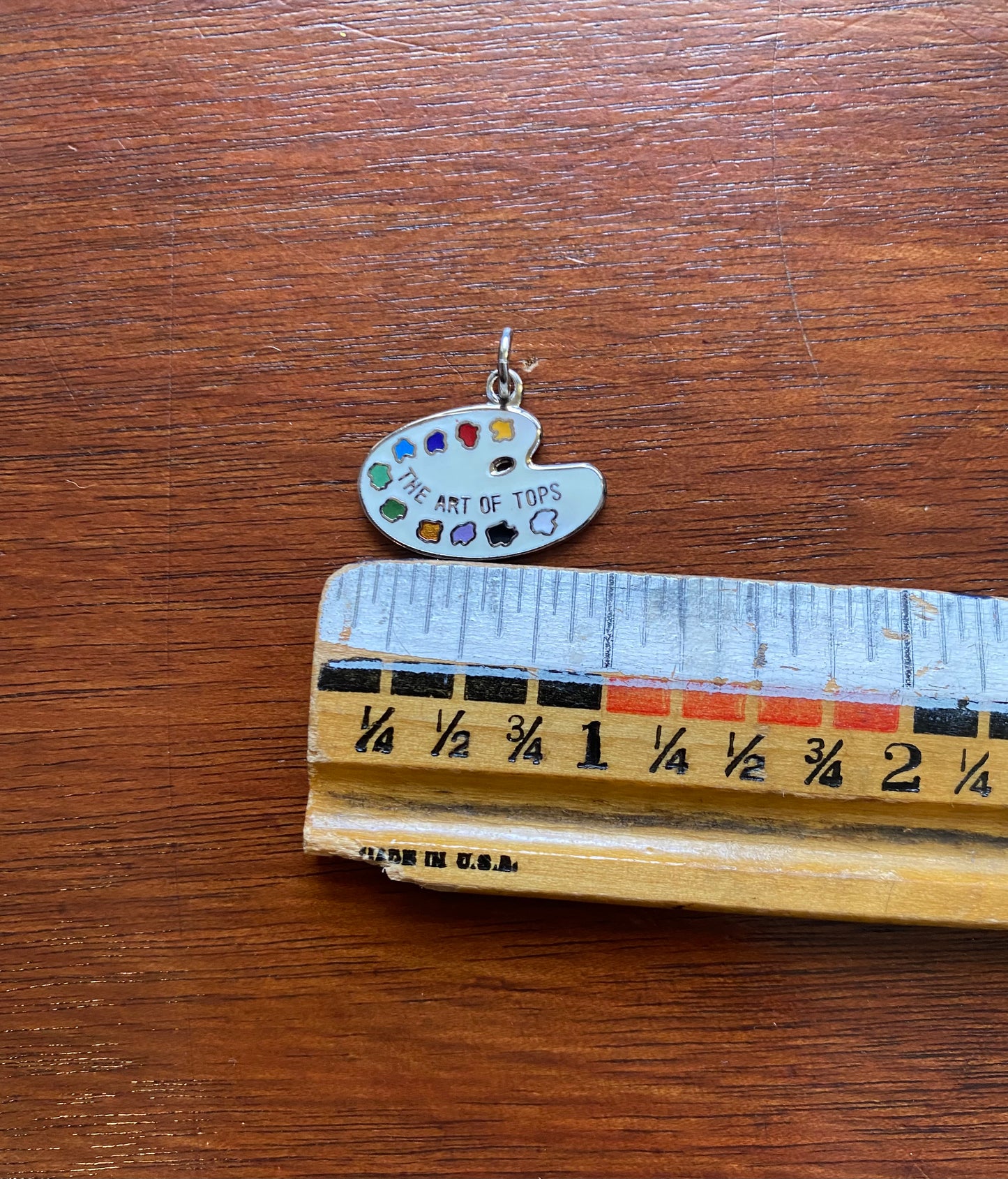 Vintage Enamel White Multi Color Art Palette Charm Pendant The Art of Tops
