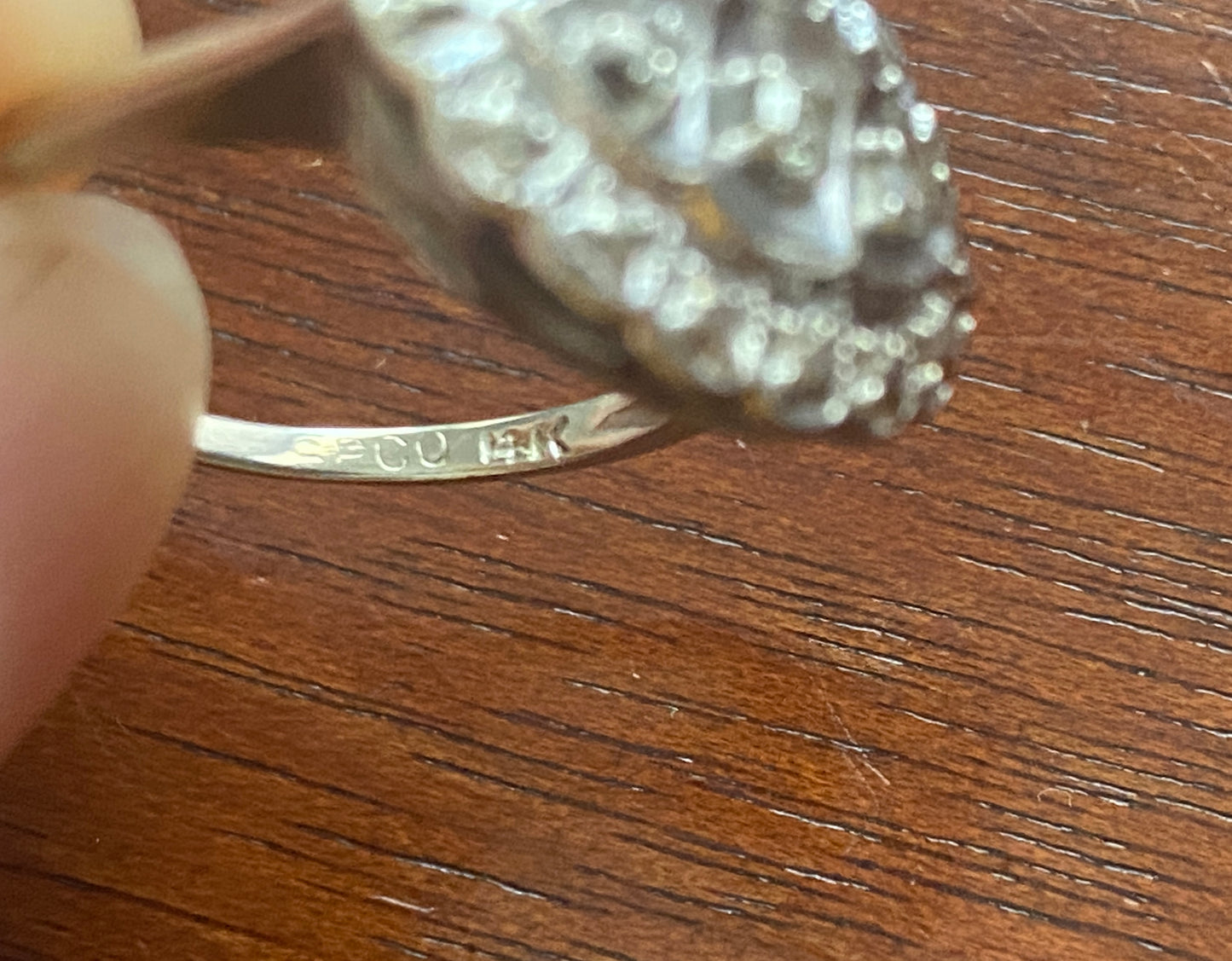 Vintage 14k White Gold Diamond Accent Sz 6.25 - 6.50 Signed SPCO