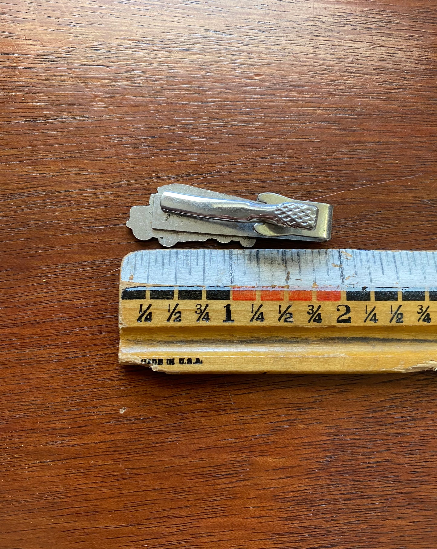 Silver Tone Yellow Black Enamel School Bus Tie Clip