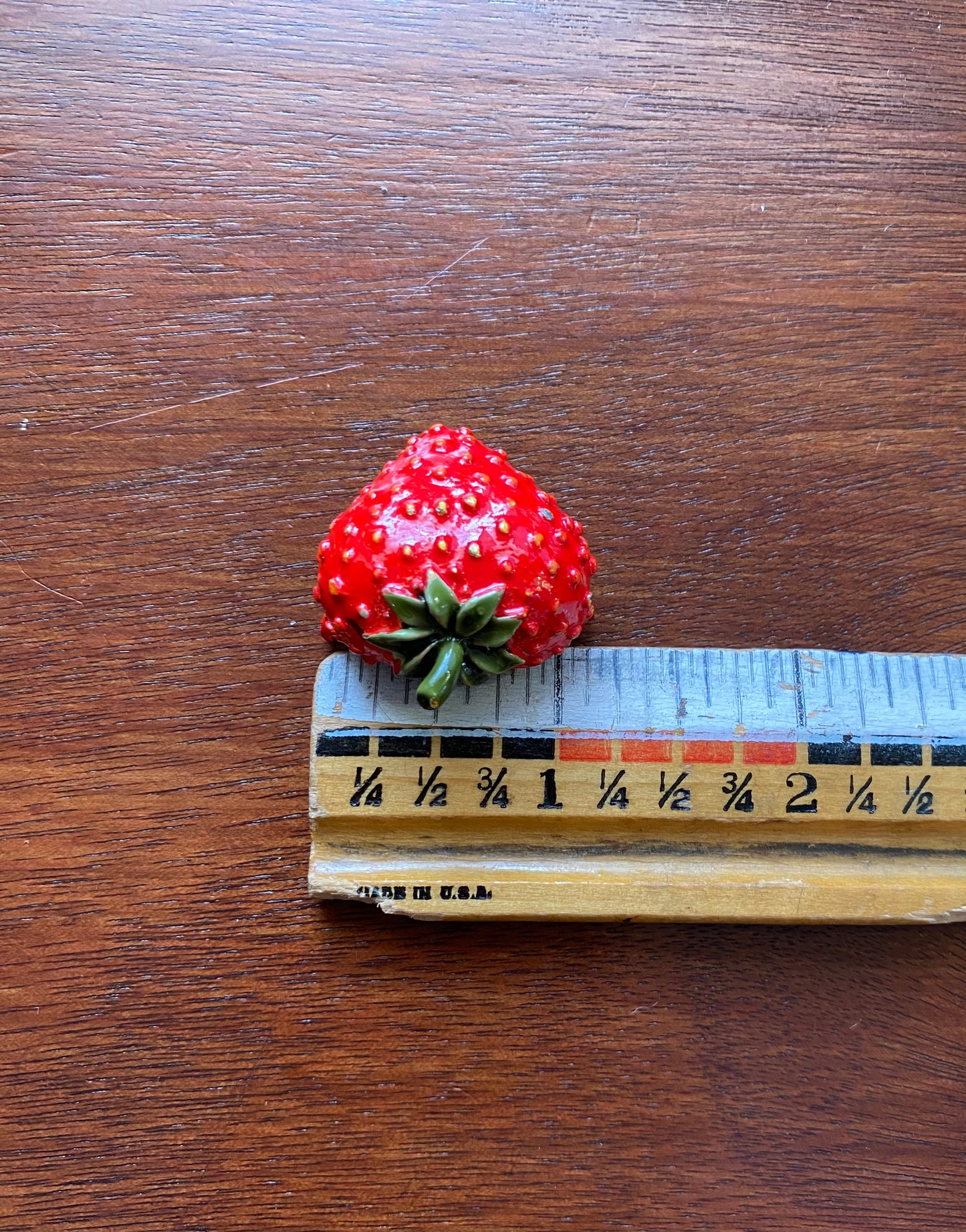 Vintage Red Enamel Strawberry Pin Brooch