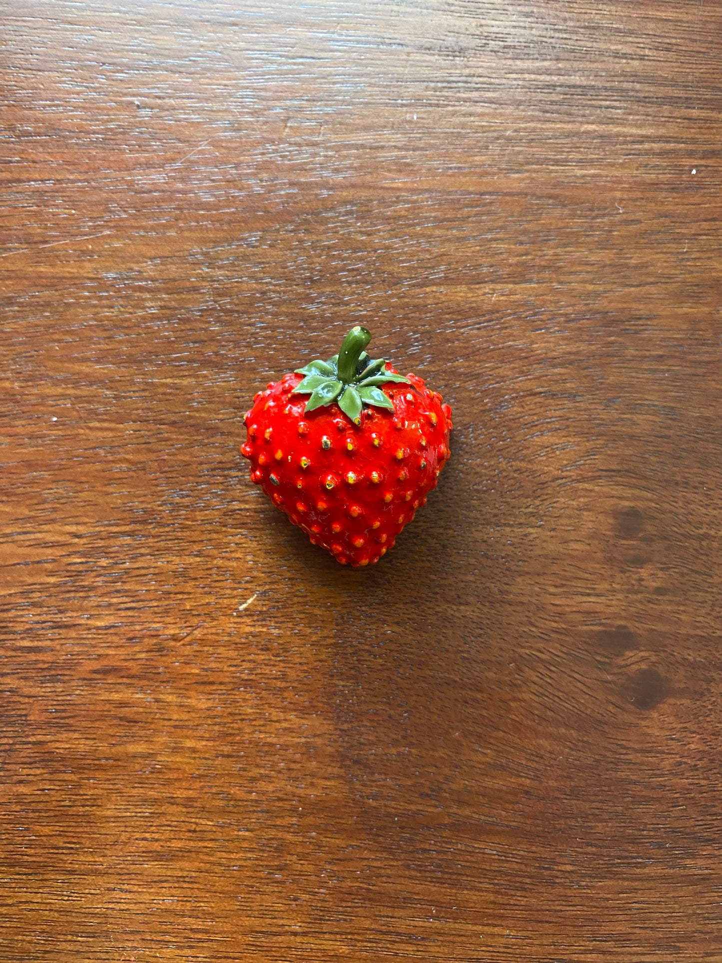 Vintage Red Enamel Strawberry Pin Brooch