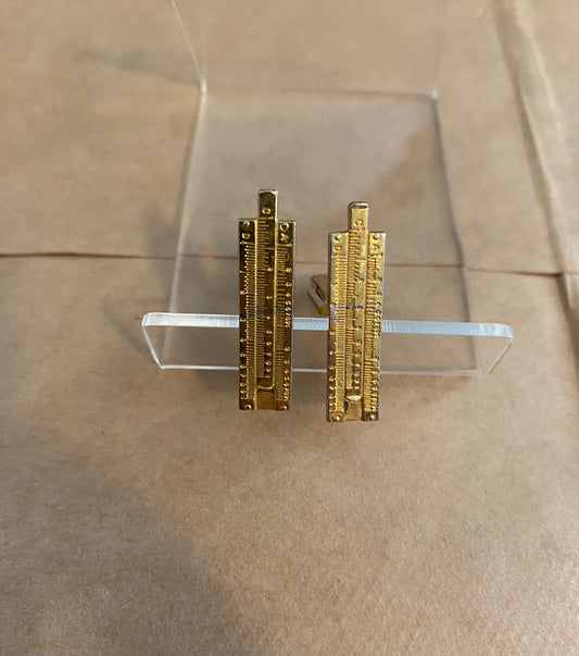 Vintage Gold Tone Slide Ruler Cufflinks