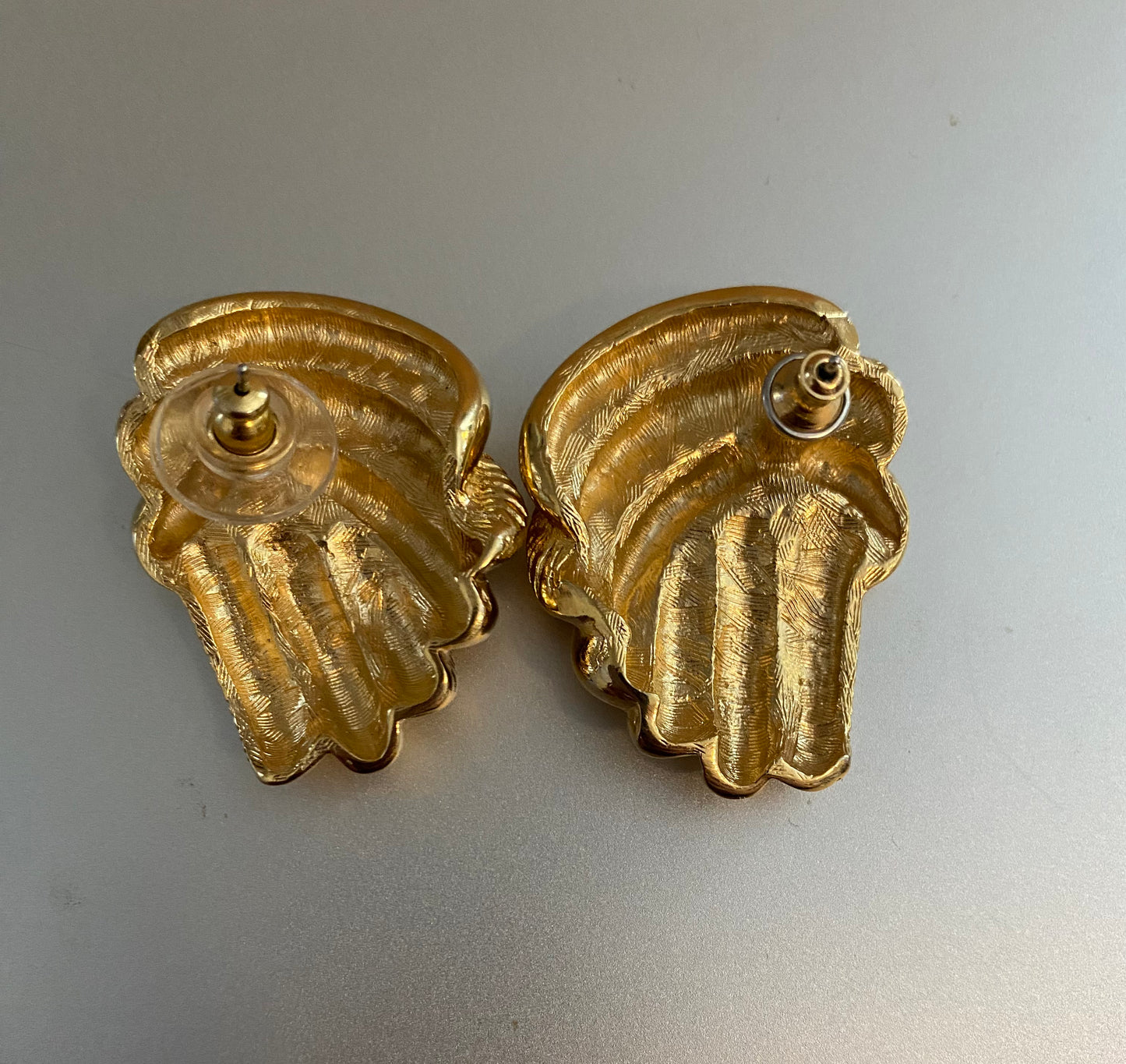Vintage Gold Tone Large Knocker Pierced Earrings