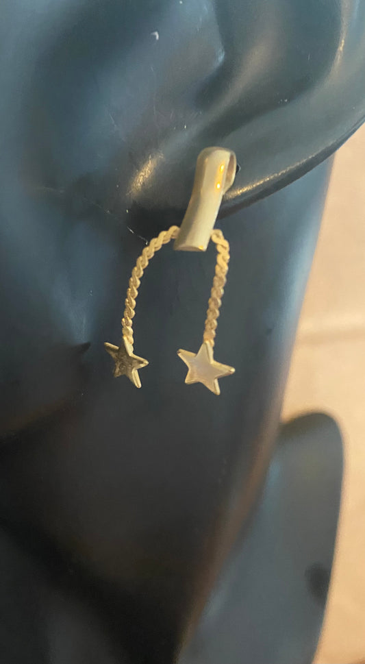 Vintage Gold Tone Dangle Star Earrings