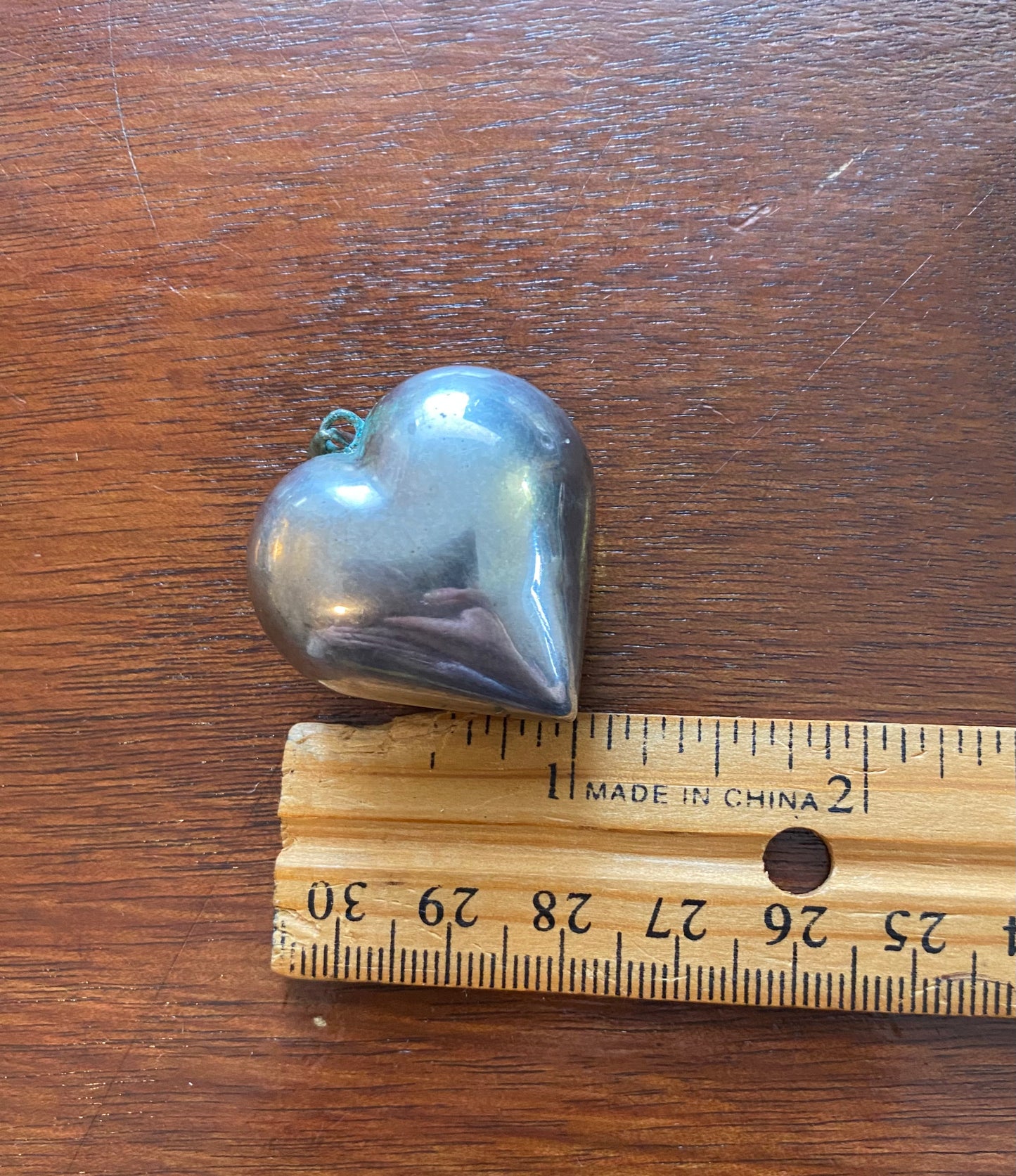 Vintage Silver Tone Puffy Heart Necklace Pendant