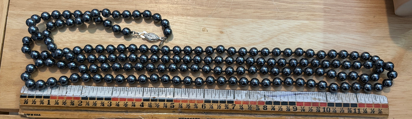 Vintage  RMN Roman Faux Black Pearl Opera Necklace